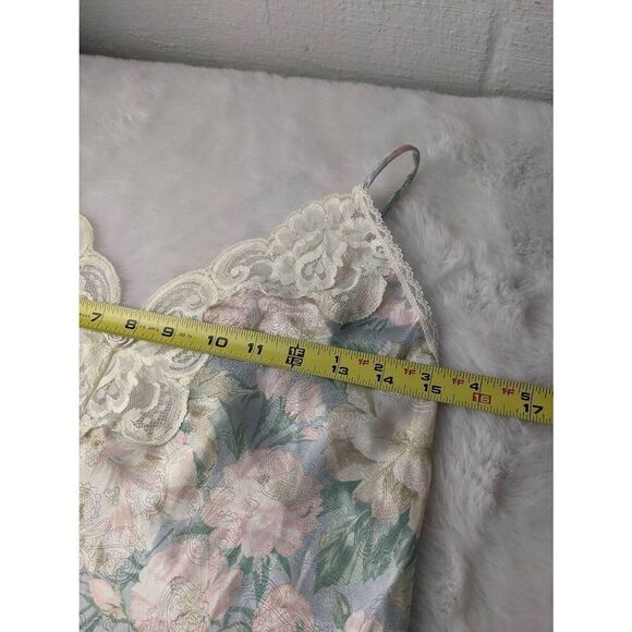 Vintage Lucie Ann Pastel Pink Blue Floral Robe Short Lace Kimono and Nightgown s - Picture 13 of 16